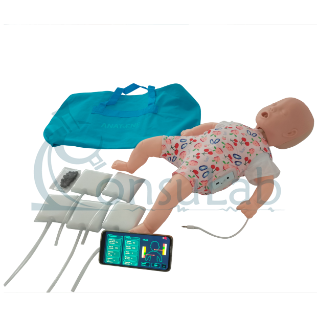 Manequim Bebê Simulador para Treino de RPC e Manobra de Heimlich com Aplicativo