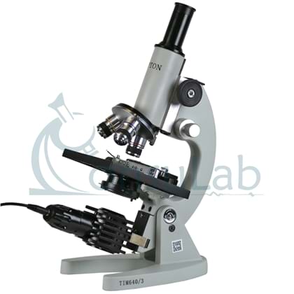 Microscópio Biológico Monocular com Aumento de 20x até 640x ou 20x até 1600X(opcional) e Iluminação LED.