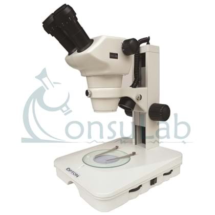 Microscópio Estereoscópico Binocular, Zoom 0,8X ~ 5X, Aumento 8X ~ 50X (opcional 100X) e iluminação Transmitida e Refletida LED 2W