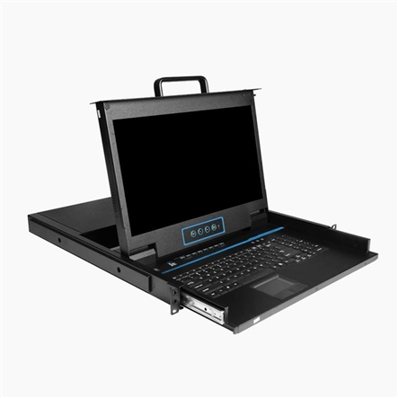 GAVETA TFT 17" KVM 8P HDMI 2P USB TRILHO SIMPLES 8 PORTAS