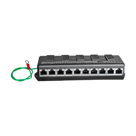 Patch Panel POE 5 Portas Fast Ethernet | 12 a 60VDC | 1,25A