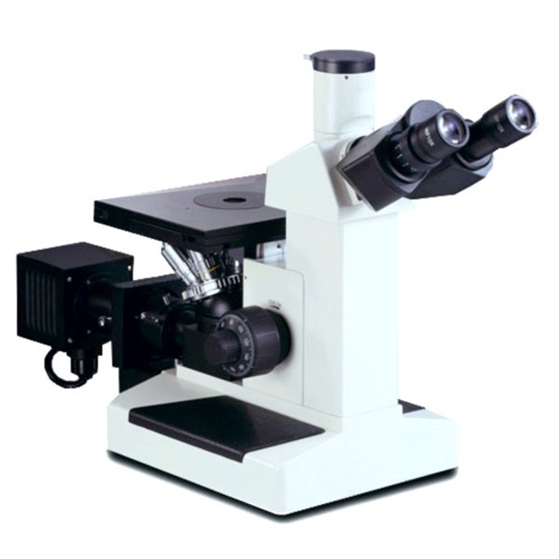 MICROSCÓPIO METALOGRÁFICO INVERTIDO - TRINOCULAR - ACROMÁTICAS 10X, 20X, 100X, SEMIPLANA ACROMÁTICA 40X