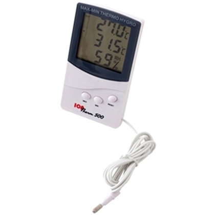 Termo-Higrômetro (Termômetro + Higômetro) Digital com Medições de Temperaturas Interna e Externa, Umidade Relativa e Temperatura Máxima e Mínima, Tela com 3 Linhas de Leitura