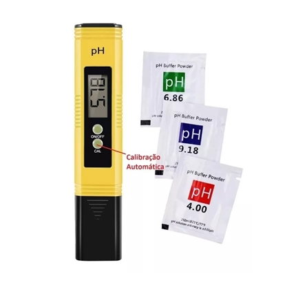 Medidor de pH digital c/ calibração auto.