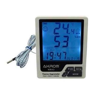 Mini-termohigrômetro com relógio digital